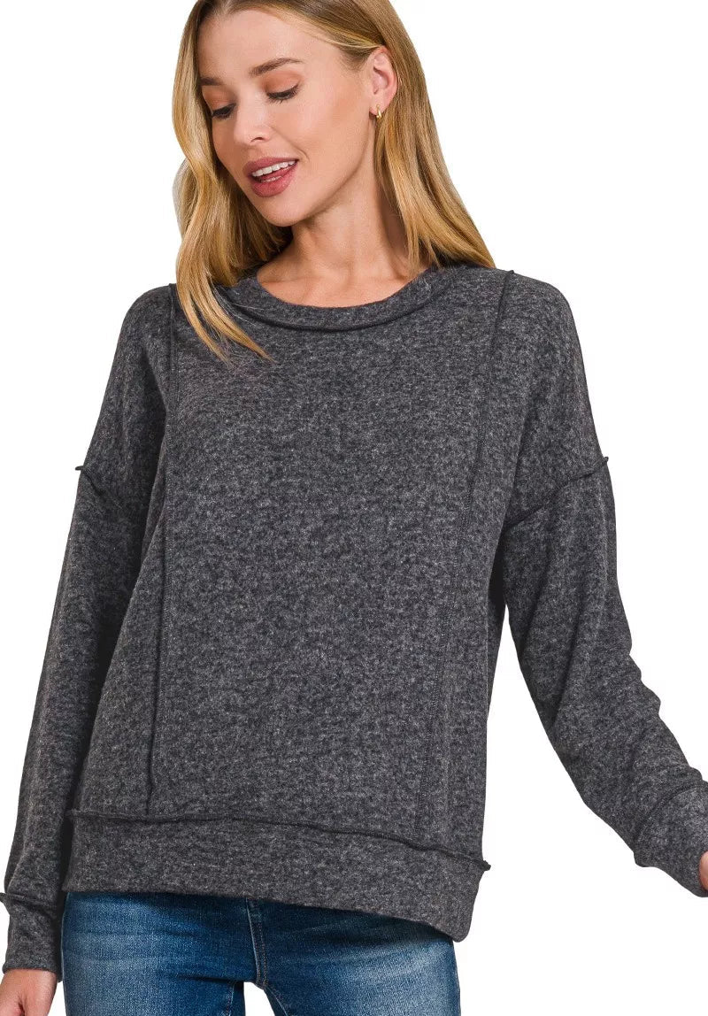 Zenana Brushed Hacci Drop Shoulder Sweater BLACK b820fb070d2e471fad952756e108c0f3-Max-Origin Trendsi