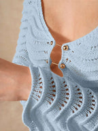 Wave Maxi Knit Dress Openwork Crochet Cutout V Neck Long Sleeve b82ce79c-012c-45de-8904-816ebc5ce82a-Max-Origin Trendsi