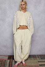 POL Quilted Knit Cropped Top Cream Mix Thermal Floral Pattern with Raw Edge b82fd514-29a2-43c6-bdbf-b5054af8269b-Max-Origin Trendsi