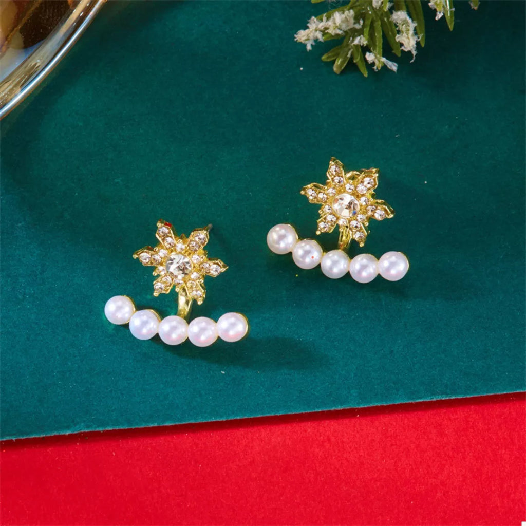Christmas Earrings Snowflake Pearl 18K Gold-Plated Rhinestone b831040f-8d3c-4f15-bc96-7e08a40d8a85-Max-Origin Trendsi
