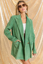 BiBi Blazer Emerald Green Washed Peak Lapel Double Breasted Oversized b8391fb54fc5413fbc174cd5730248b8-Max-Origin Trendsi