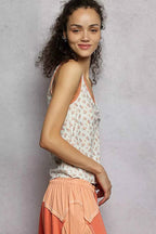 POL Tank Top Floral Ivory Ruched V-Neck with Lace Detail Blouse b865ca8d-ed39-445e-92c1-5b4d11bac6ce-Max-Origin Trendsi