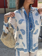 Women's Outfit Set Shirt Paisley Printed Light Blue Button Up and Pants b87feccd-8fee-40e0-81d0-ead21a412deb-Max-Origin Trendsi