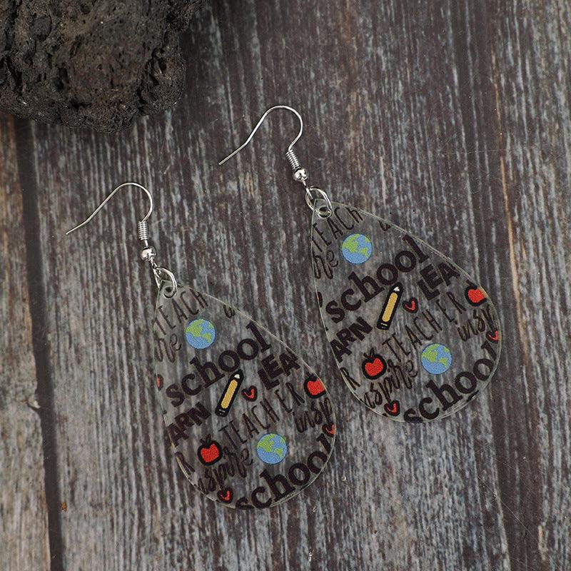 Acrylic Earrings Transparent School Teacher Teardrop Shape Jewelry b88e9a57-0be1-42dc-b96d-36b1092b5f24-Max Trendsi