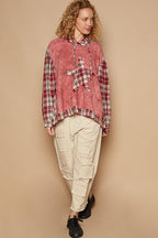 POL Blouse Star Plaid Patch Long Sleeve Hooded Women Top b8a561d8-69c7-42cc-a988-fe06cd97426c-Max Trendsi