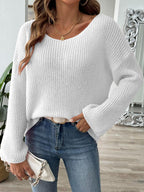 Sweater Oversized Round Neck Long Sleeve Knitwear b8a74b6e-dd90-4b1a-aade-411e260b5775-Max Trendsi