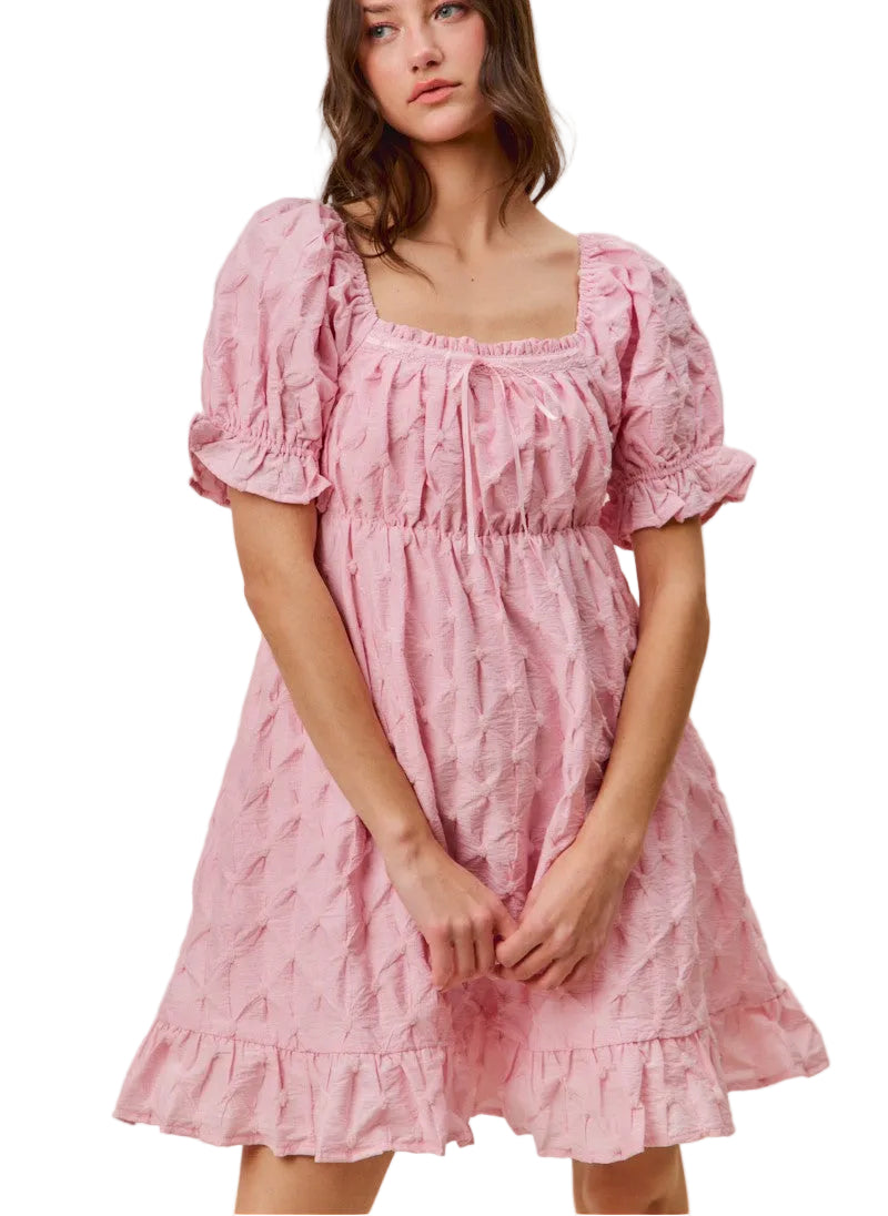 SO ME Texture Woven Ruching On Bust Mini Dress