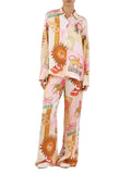 Animal Print Button-Up Shirt and Pants Set