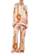 Animal Print Button-Up Shirt and Pants Set