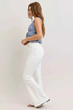 Judy Blue White Flare Jeans High-Waisted Tummy Control Denim Pants b8c70b43-955a-4743-b8dc-e7f1adb6dc7e-Max-Origin Trendsi