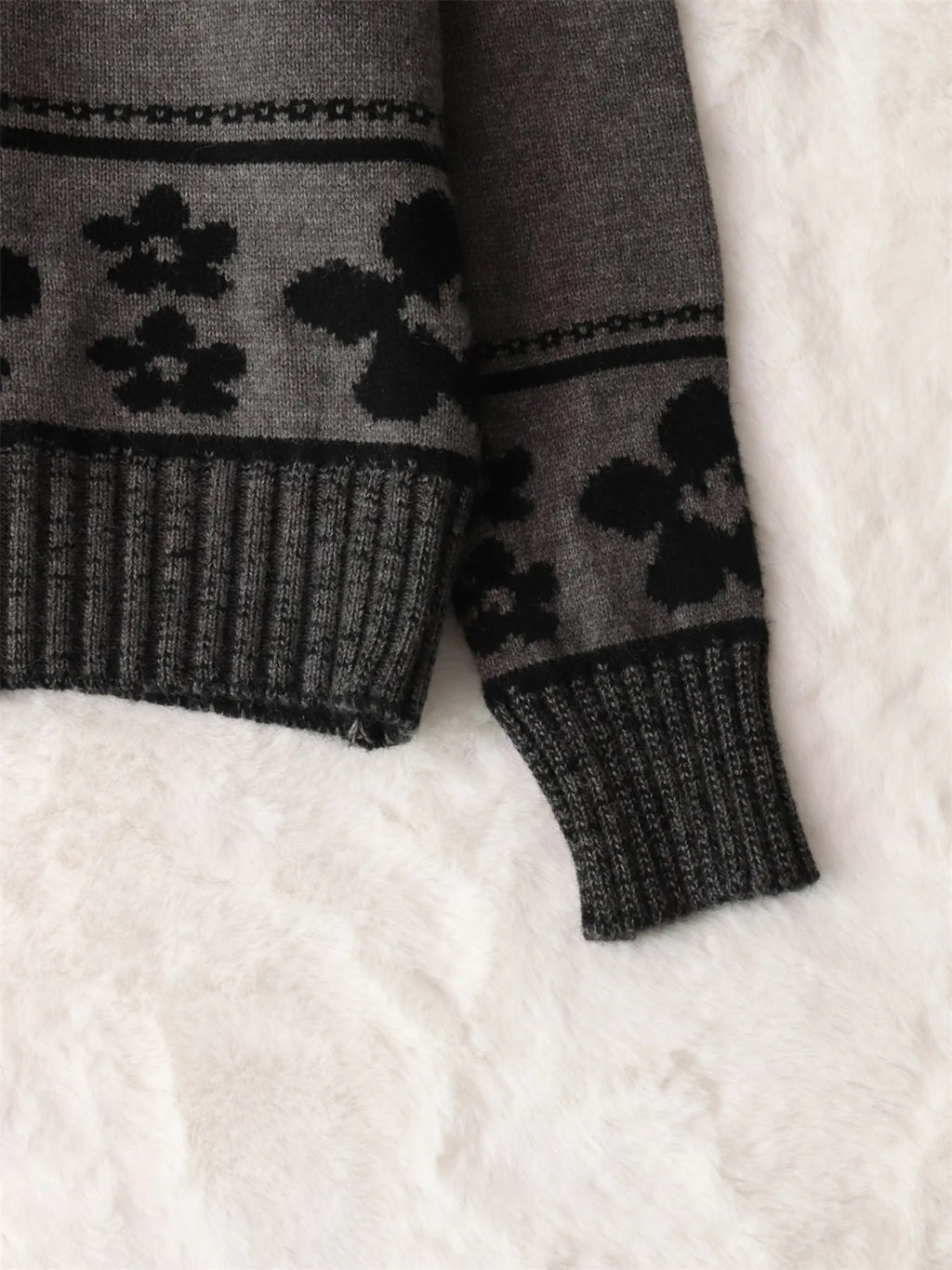 Women's Sweater Flower Hem Zip Collar Long Sleeve Stylish Pullover b902d33a365a421a8e015d356c01fa51-Max-Origin Trendsi