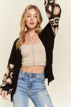 ADORA Crochet Cardigan Black Multi Color SLong leeve b924c029383e4ff69a3290df5c0a2fc4-Max-Origin Trendsi