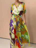 Women's Outfit Set Button Up Shirt and Maxi Skirt Set Multicolor Printed 2Pcs Multicolor b9447c5d-f3e6-43b4-8afc-73899ab87143-Max-Origin Trendsi