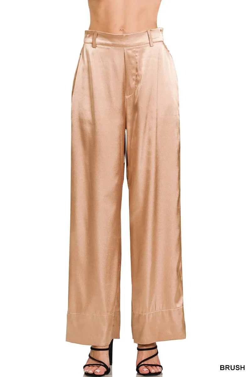 Zenana Satin Pants Wide-Leg Brush Pink Trousers BRUSH b95be7d3fc05422baccd788ee7ffe6ab-Max-Origin Trendsi