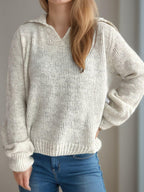 Collared Neck Long Sleeve Sweater b97fabbc-33bc-4389-95cf-9123ecaff0b6-Max Trendsi