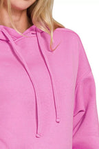 Zenana Womens Fleece Hoodie Mauve Drawstring Hood Relaxed Fit Pocketed b99e9409-0e1e-4d64-a14f-d084467d5c0f-Max-Origin Trendsi