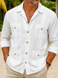 Men's Plus Size Full-Length Button-Down Long Sleeve Shirt, Cotton Blend