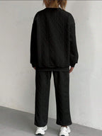 Women’s Set Sweatshirt Textured Diamond Long Sleeve Top And Pants 2 Pcs b9fa3581-4b2b-4f87-98dc-393e8283faff-Max Trendsi