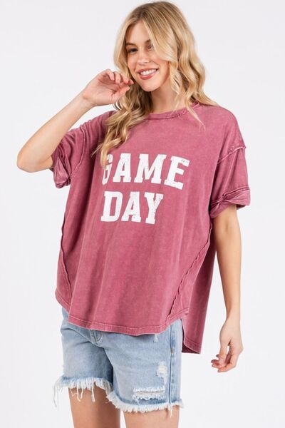 Mittoshop GAME DAY T-Shirt Round Neck Short Sleeve Raspberry ba066a85-f341-4060-8dd2-40c4875873a2-Min Trendsi