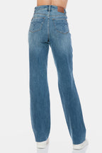 Judy Blue Straight Jeans Tummy Control Cut Raw Hem Denim Pants ba48cf22-d4e4-41a7-8d10-7dfa2ee63c28-Max Trendsi