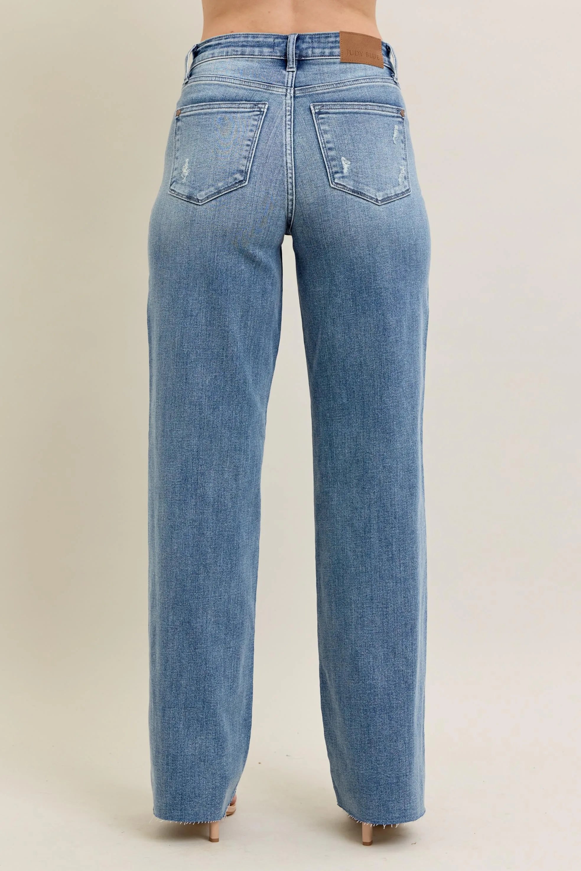 Judy Blue Baggy Jeans Women's V - Front Wasit Style Medium Washed Denim ba4a242151f34908a0720403dd67ef66-Max-Origin Trendsi