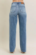 Judy Blue Baggy Jeans Women's V - Front Wasit Style Medium Washed Denim ba4a242151f34908a0720403dd67ef66-Max-Origin Trendsi