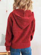 Women's Sweater Quarter Zip Hooded Ribbed Hem Long Sleeve Knitwear ba4ba09d73a04e11bb2e9bff019eec69-Max-Origin Trendsi
