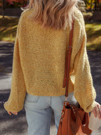 Women's Cardigan Camel Lantern Sleeve Scallop V Neck Buttoned Soft Acrylic Knit ba5adfaf60f24ad99072bd9b2db4d24f-Max-Origin Trendsi