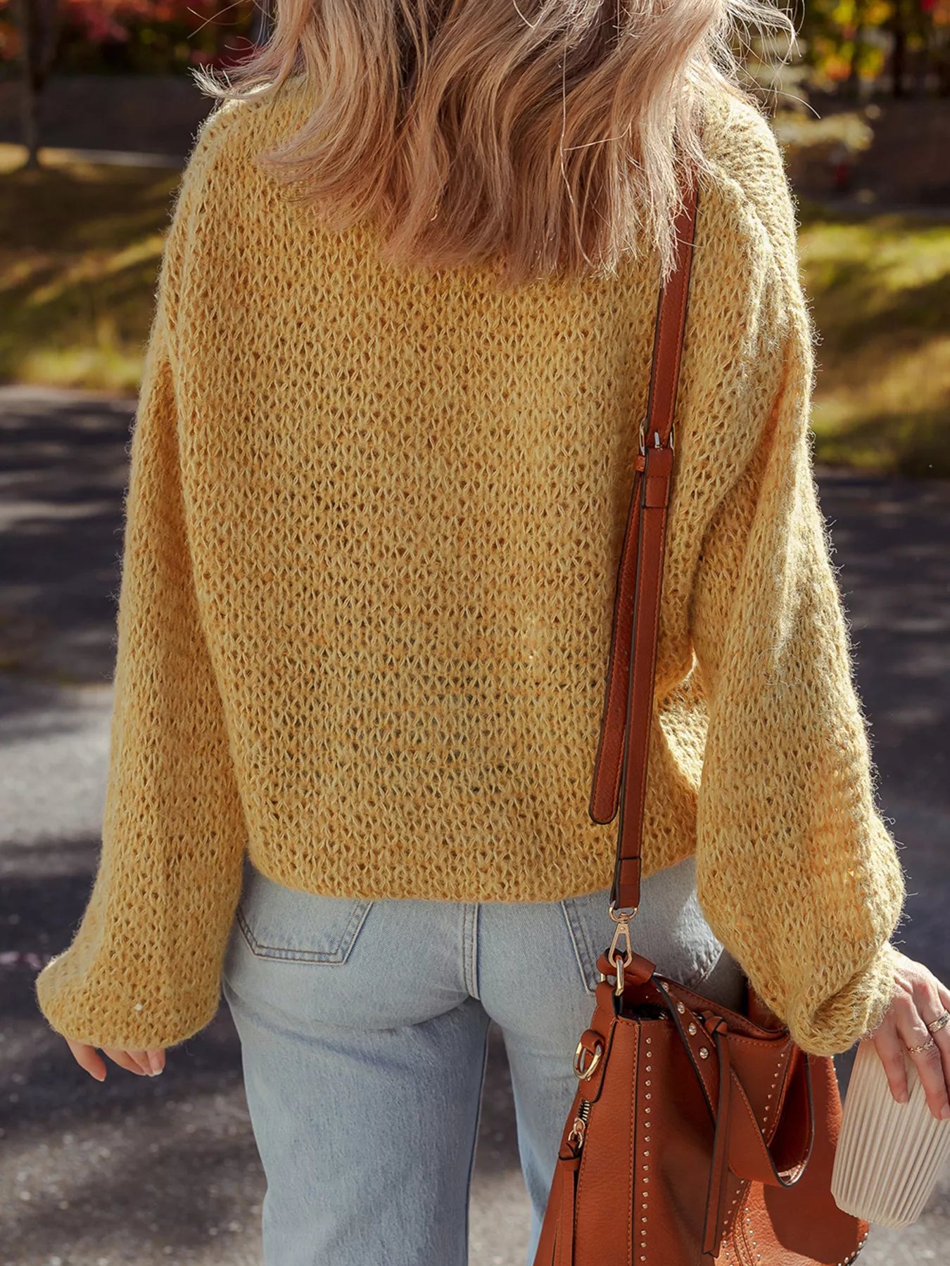 Women's Cardigan Camel Lantern Sleeve Scallop V Neck Buttoned Soft Acrylic Knit ba5adfaf60f24ad99072bd9b2db4d24f-Max-Origin Trendsi