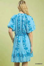 Umgee Floral Tie-Waist Boho Mini Dress