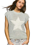 POL Star Round Neck Popcorn Knit Top