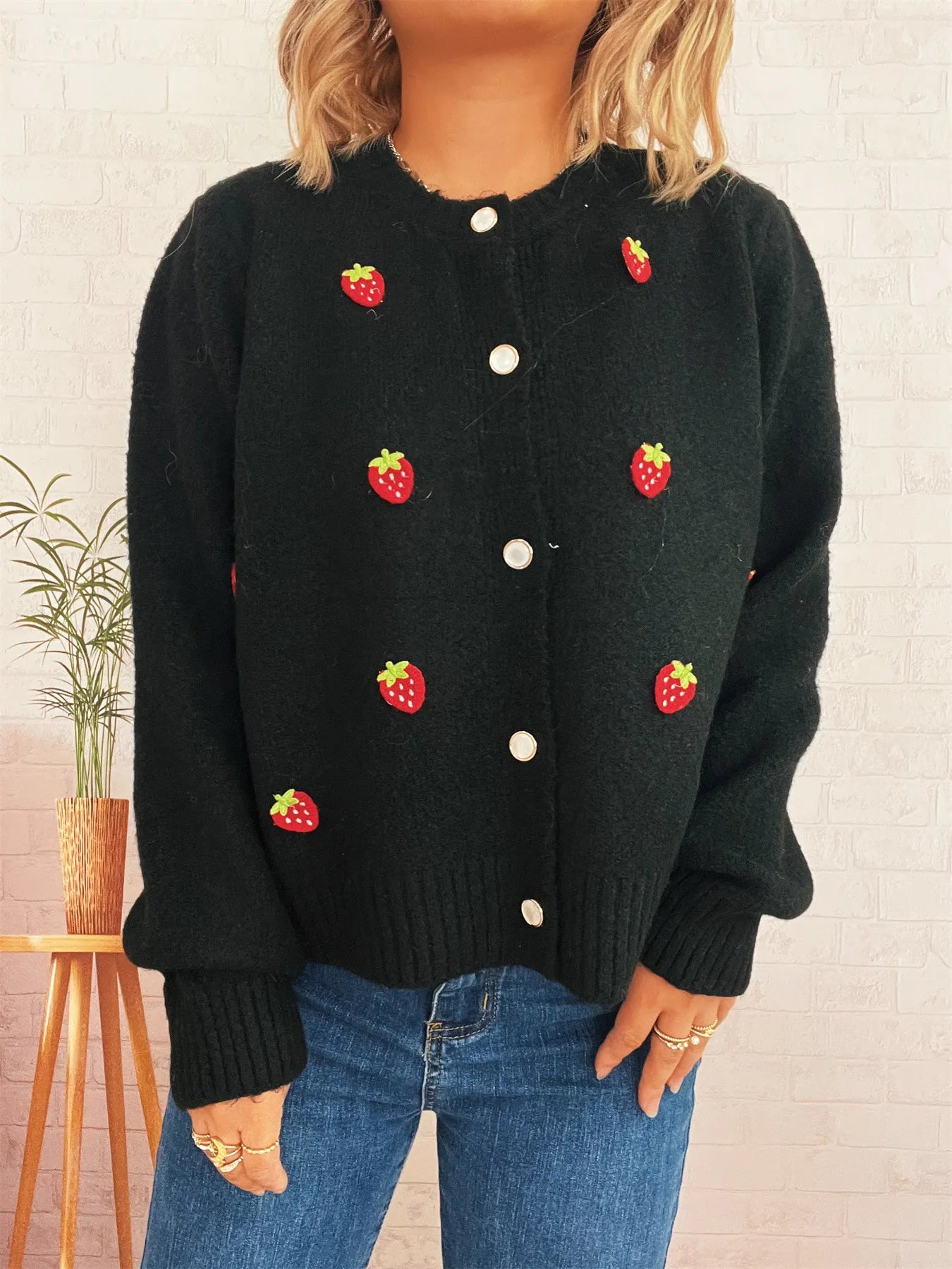 Women's Cardigan Strawberry Button Up Long Sleeve Soft Knit baaa3a5d15134ecc9612288d314c1b58-Max-Origin Trendsi