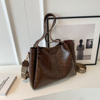 Vintage Style Large PU Leather Shoulder Bag