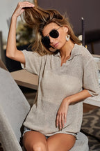 BiBi Knit Top Short Sleeve Collared Oversized Lightweight Blouse bac441ece5534222bfa33f27a739e732-Max-Origin Trendsi