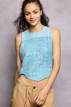 POL Cropped Tank Powder Blue Ribbed Round Neck with Lace Detail Top POWDER BLUE bac4e56f-ddc6-4d9c-9a38-3c860c500d48-Max-Origin Trendsi