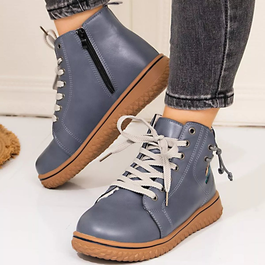 Women's Ankle Boots Pu Leather Round Toe Platform Low Heels Shoes bacbadf1861849d8be825db61e8efc90-Max-Origin Trendsi