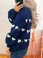 Women's Sweater Heart Pattern Dropped Shoulder Long Sleeve Puulover bad7136022624f2a8aba28e22909dfa0-Max-Origin Trendsi