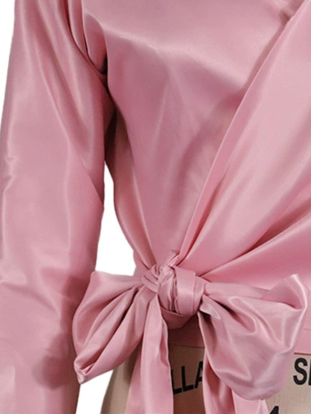 Women's Satin Blouse Surplice Cold Shoulder Long Sleeve Bow Tied Top bb0e4d87-4062-445e-879e-83ca1d3e1f18-Max Trendsi