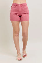Judy Blue Women's Shorts Pink Denim Back Embroidery Pockets bb321ff9b78e41a19b21f0bd359718de-Max-Origin Trendsi