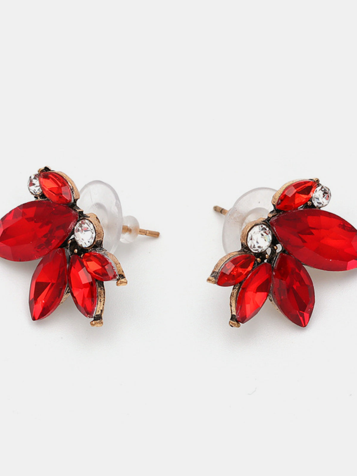 Stud Earrings Alloy Rhinestone Flower Deep Blue Women Fashion Jewelry Deep Red One Size bb6080e5-d199-45f4-abb3-6895c167c82b-Max Trendsi
