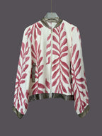 Women's Jacket Floral Dusty Pink Printed Zip Up Long Sleeve Lightweight bb8cf77465b4411689825867b37d625a-Max-Origin Trendsi