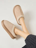 Suede Platform Slippers Faux Fur Lined Women Fashion Casual Rubber Shoes Tan bba85126-c89e-4532-a8b4-d064930563f3-Max Trendsi