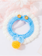 Knitted Pet Scarves with Button Closure and Bow – 1 Piece, Polyester, Imported
