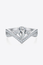 Murray Silver Ring 1 Carat Moissanite Teardrop Stone 925 Sterling with Box bbcee198618d465c8e68f4e202dedfe3-Max Trendsi