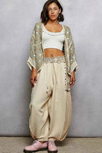 POL Crochet Cardigan Sage Green Multi Open Front Floral Pattern bbff6089-6355-49b3-82dd-c6e52a6f2b22-Max-Origin Trendsi