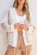 Jacket Quilted Patchwork Color Block Hooded Long Sleeve Outwear White bc131c89-3c29-4d65-b145-c4dd49d339d7-Max Trendsi