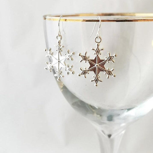 Silver-Plated Snowflakes Drop Earrings