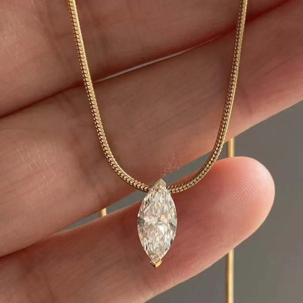 18K Gold-Plated Necklace Mirroy 1 Carat Moissanite Oval Stone 925 Sterling Silver Gold One Size bc2cd01d-7fa2-4e39-8b45-0cbf88e04644-Max-Origin Trendsi