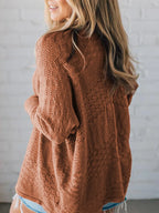 Women's Cardigan Open Front Knitted with Eyelet Details Long Sleeve bc33bd16-ae3f-4b11-bc90-092834239eee-Max-Origin Trendsi