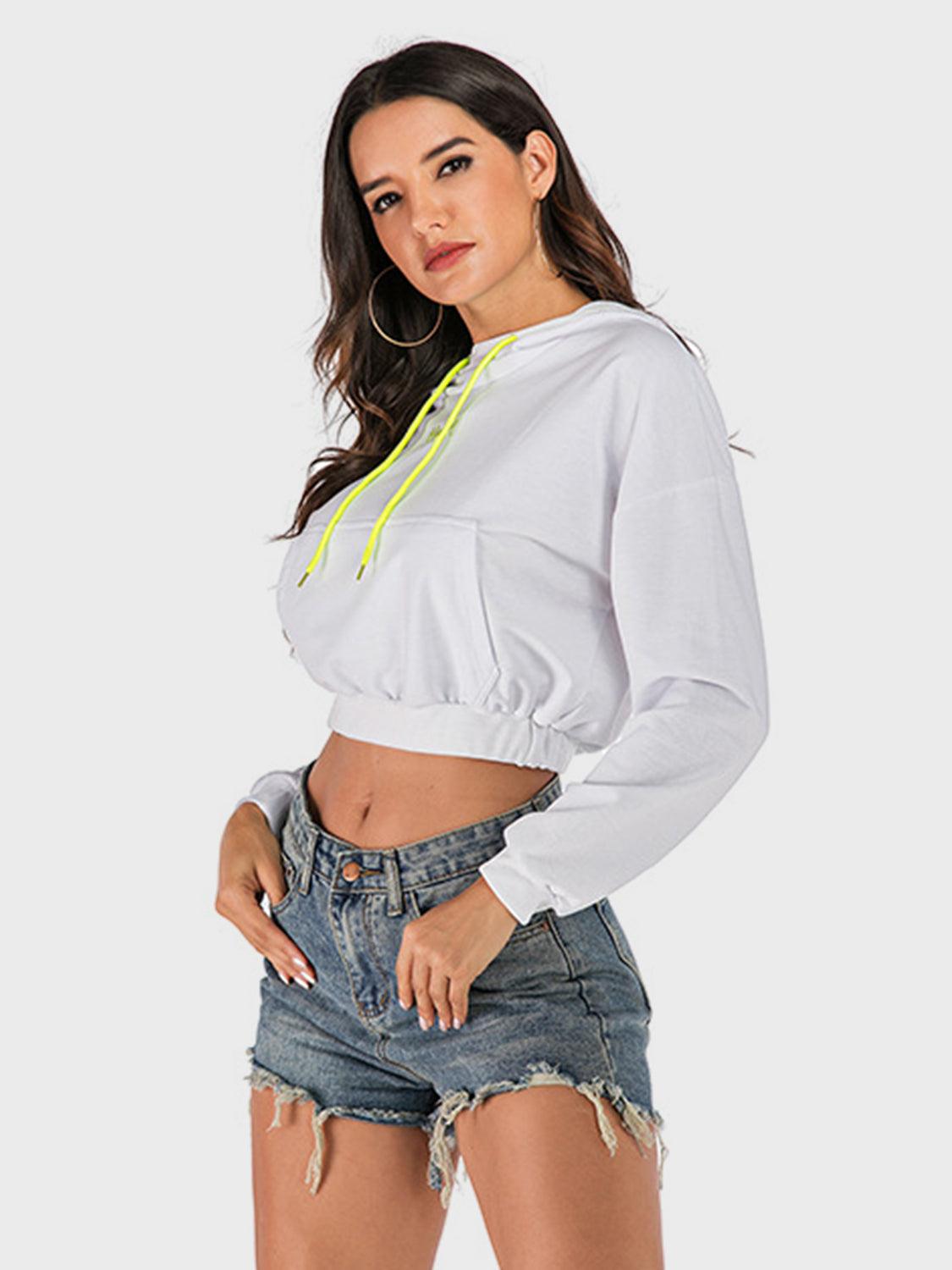 Perfee Cropped Hoodie Drawstring Hood Letter Long Sleeve Top bc40a326-82cf-4b9d-9173-169462702ea8-Max Trendsi